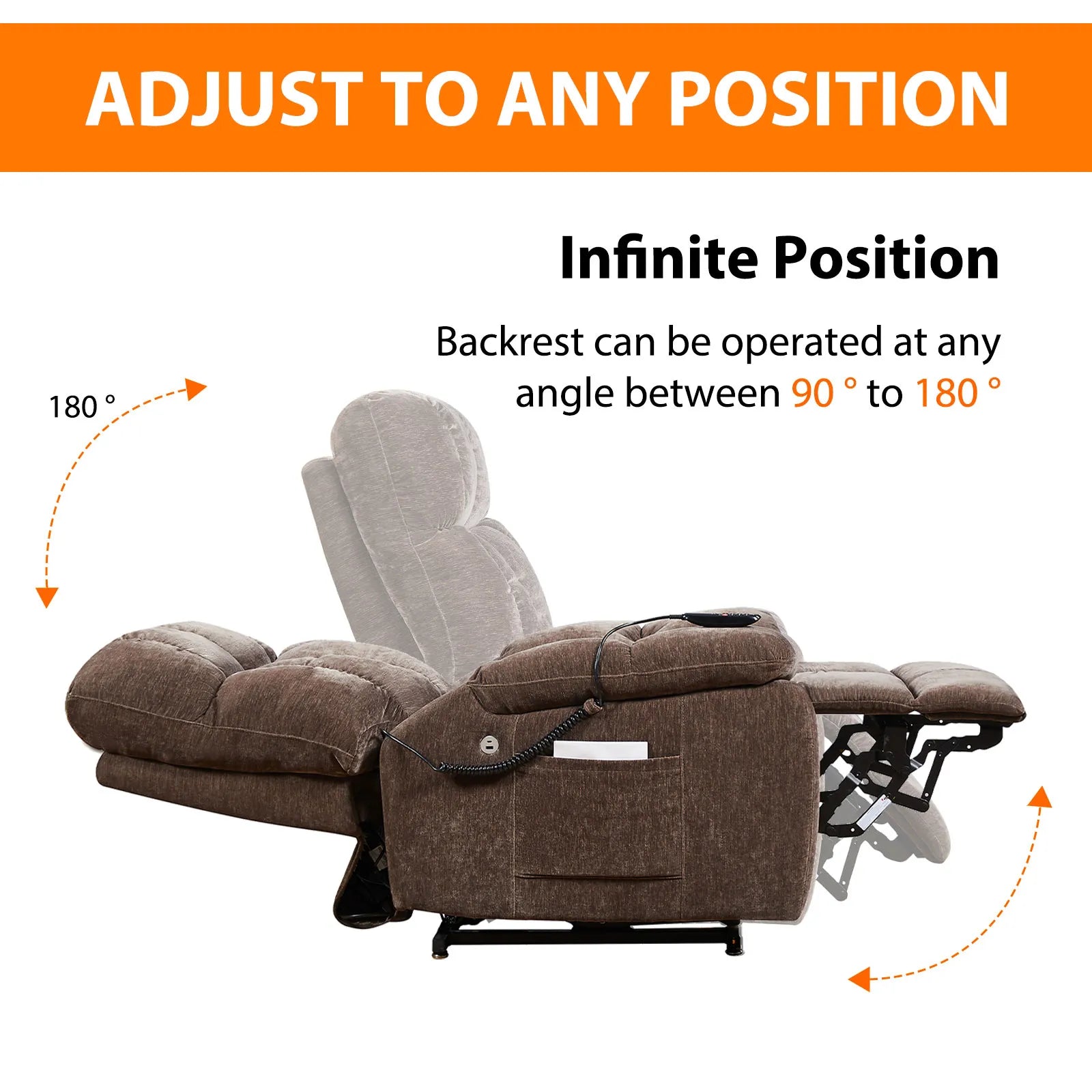180°Lay Flat Sleeping Dual OKIN Motor Lift Chair Recliners,Electric Lift  Chairs Recliners for Elderly with Massage & Heat,Massage Recliner with 2  Side