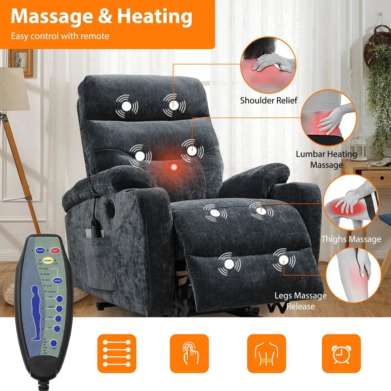 lift recliner chair with heat and massage