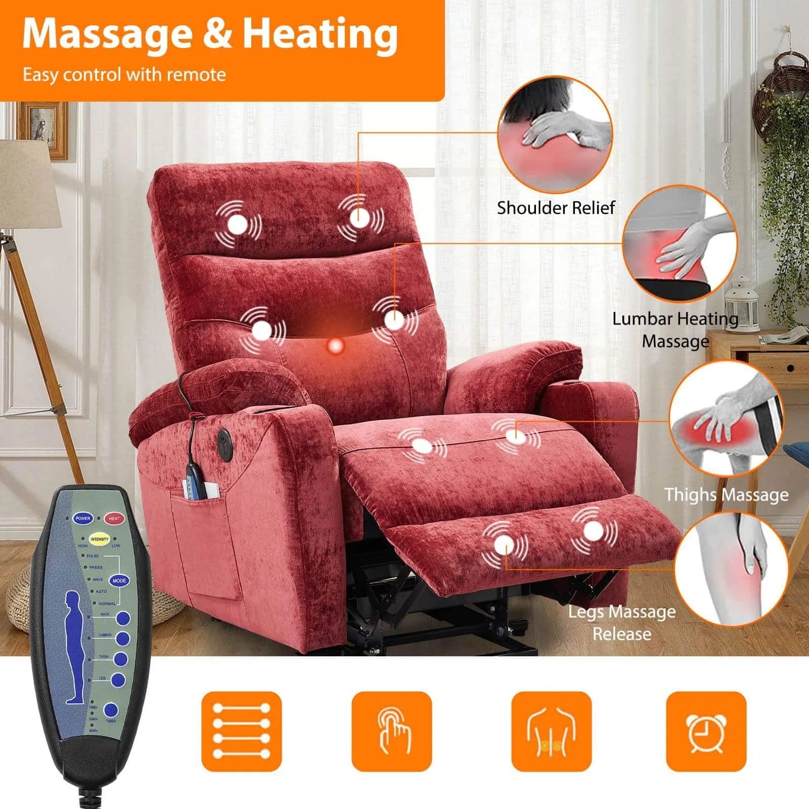 lift recliners with heat and massage