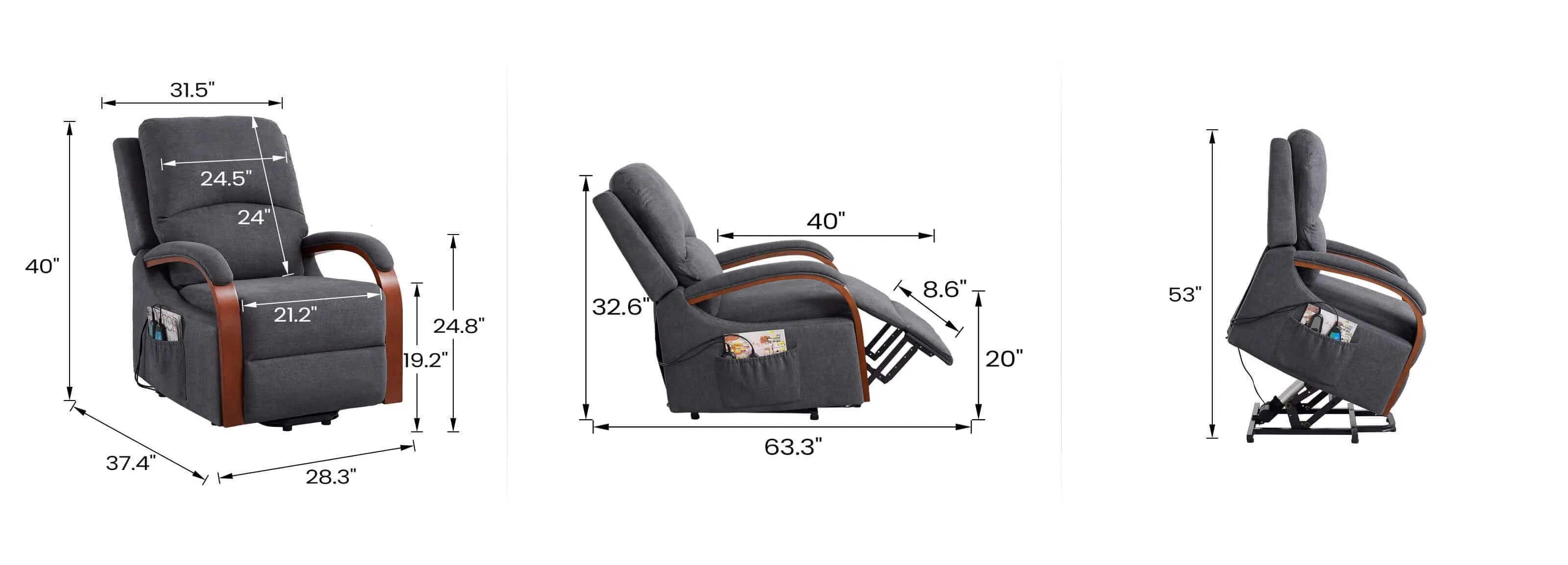 size of lift recliner chairs