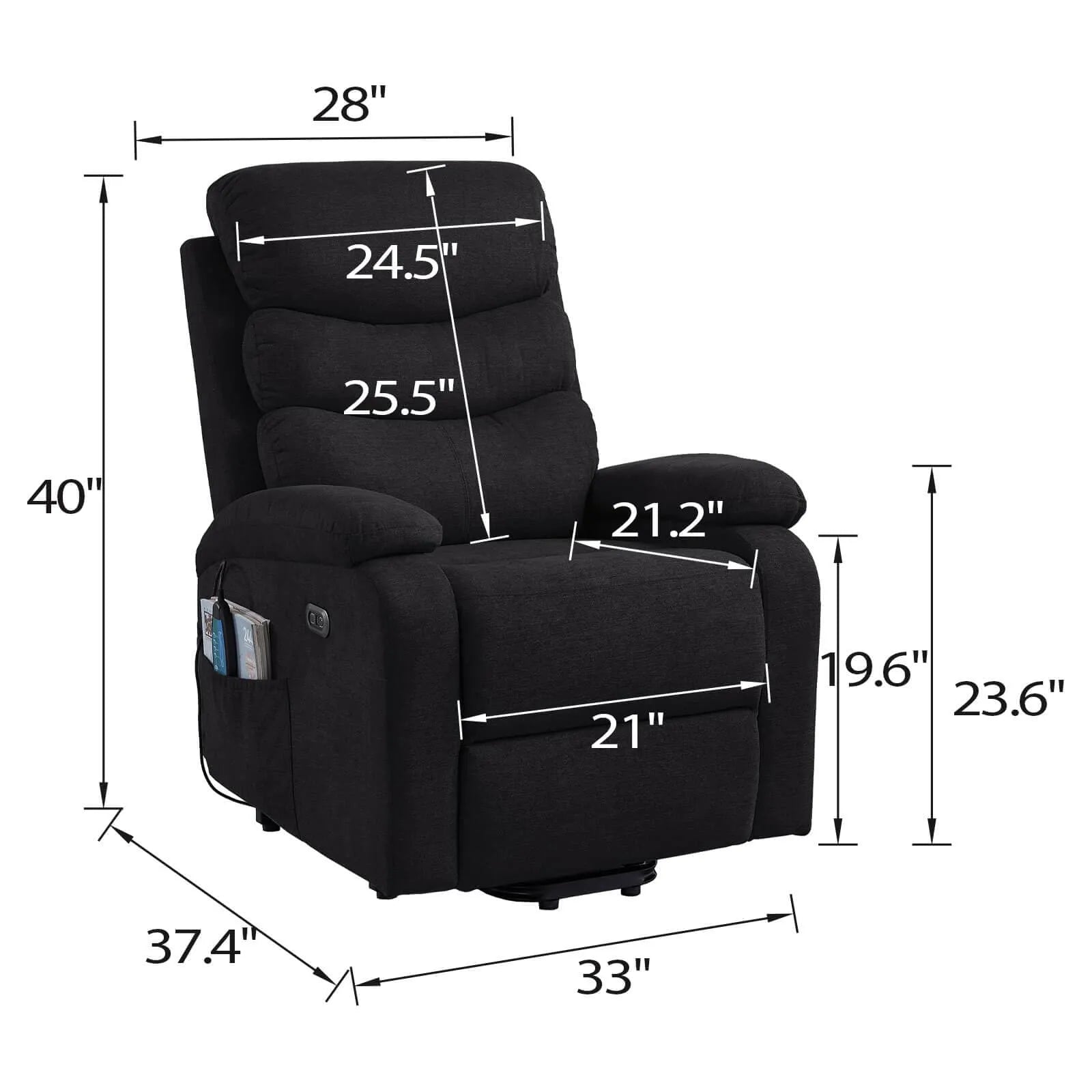size of lift recliner chairs